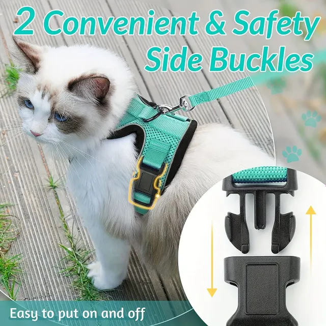 Safety harness and guide for cats - Soft and adjustable, Ideal for walking and exploring