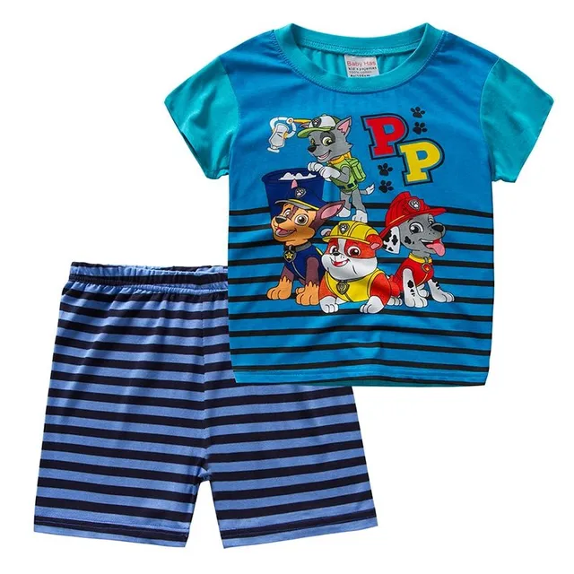 Set de pijamale confortabil pentru copii - tricou cu mâneci scurte și pantaloni scurți Patrula cățelușilor