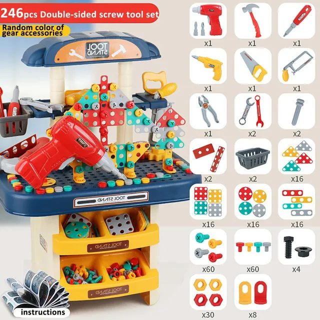 Table At Playing House, Screws With Simulation Screws, Toys To Dismantle and Dismantle, Gift Packing, Gifts For Children (Support Batteries)