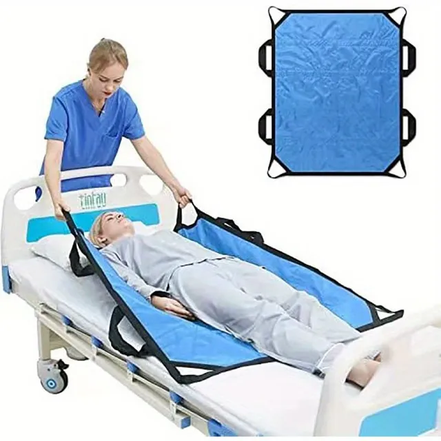 Insoluble bed positioning pad with reinforced handles