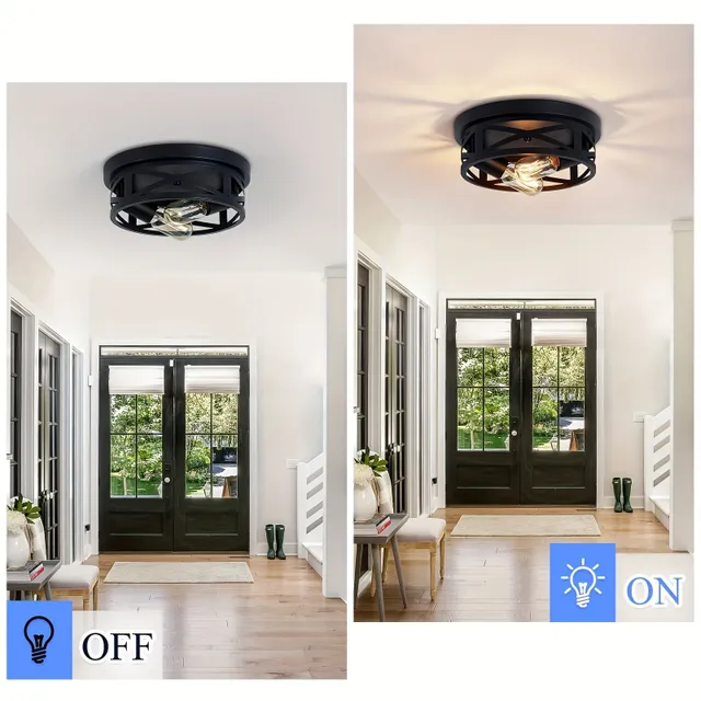 2pcs Black Ceiling Light With Low Profile, Hinge Light, Ceiling Light For Ceiling Hall, Ceiling Light For Kitchen, Bedroom, Living Room, Vila, Exhibition Room, Dining Room, Café (Gallery Not included Packing)