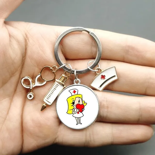 Original keychain with motif of doctors and nurses