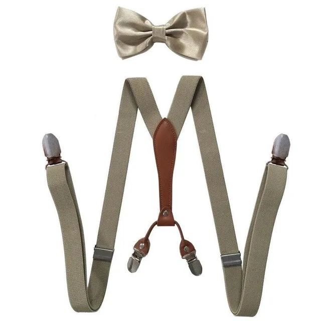 Men's suspenders with bow tie yellow Aspen bezova