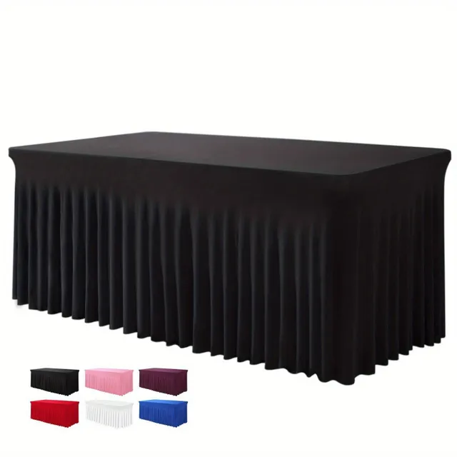 Tablecloth with lacquered skirt 180 cm x 90 cm, black