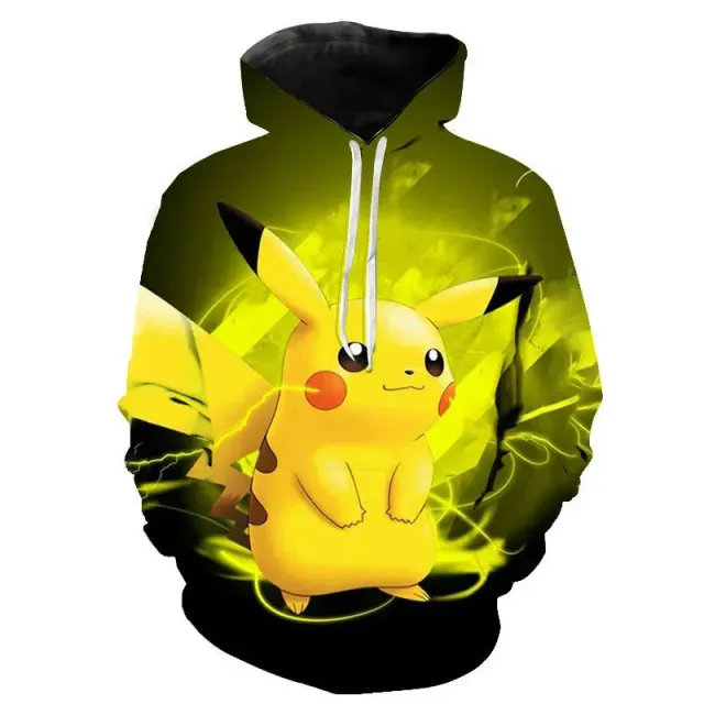 Sweat à capuche unisexe élégant avec imprimé kangourou et Pokémon Pikachu