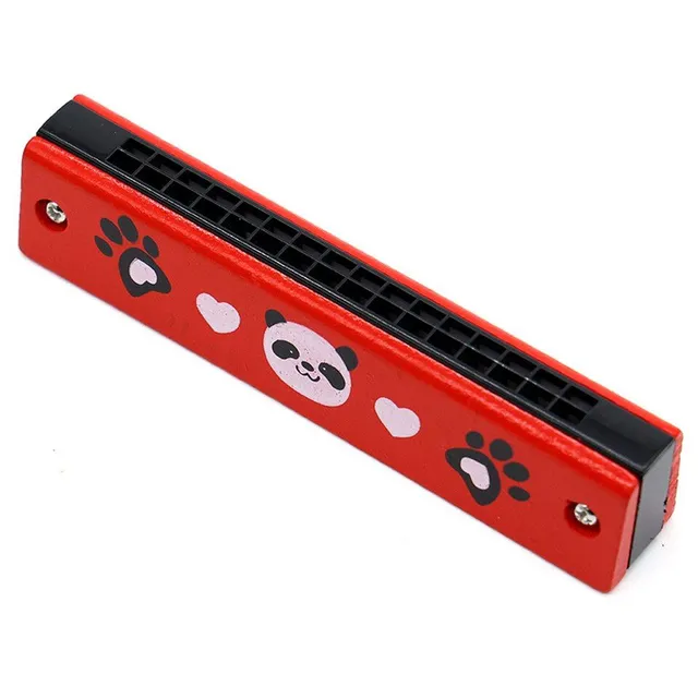 Children's wooden blowing harmonica with cute motif