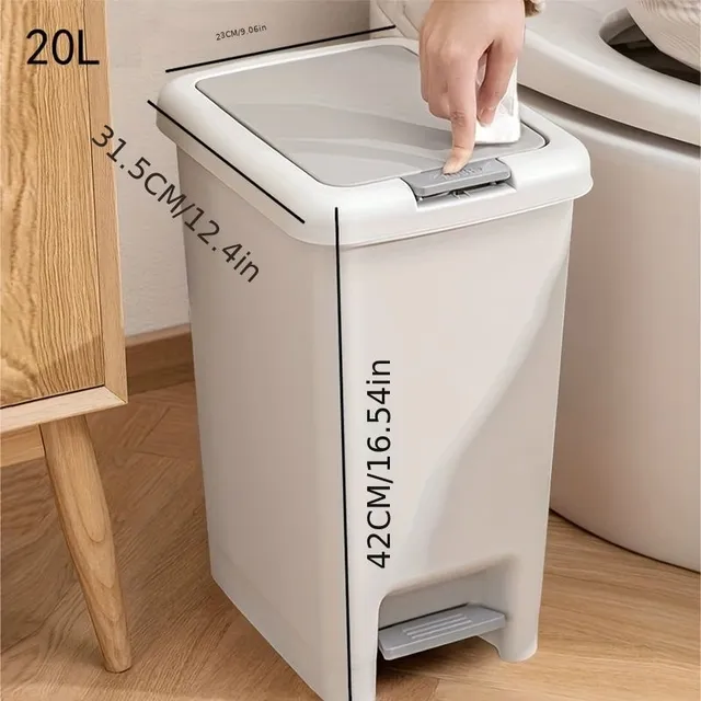 Úzký koš na odpadky: Velkoobjemný odpadkový koš s víkem pro kuchyň, obývací pokoj, koupelnu a ložnici
