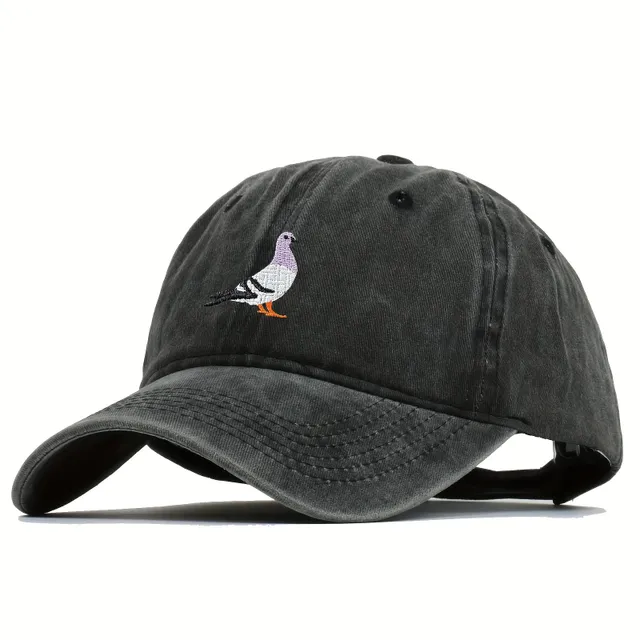 Worked pigeon retro cap - adjustable baseball cap made of denim