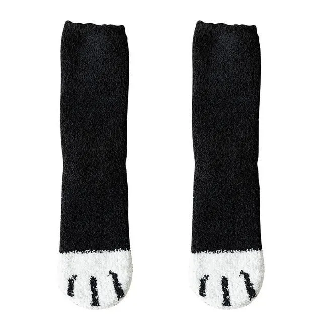 Warm socks in the shape of a paw