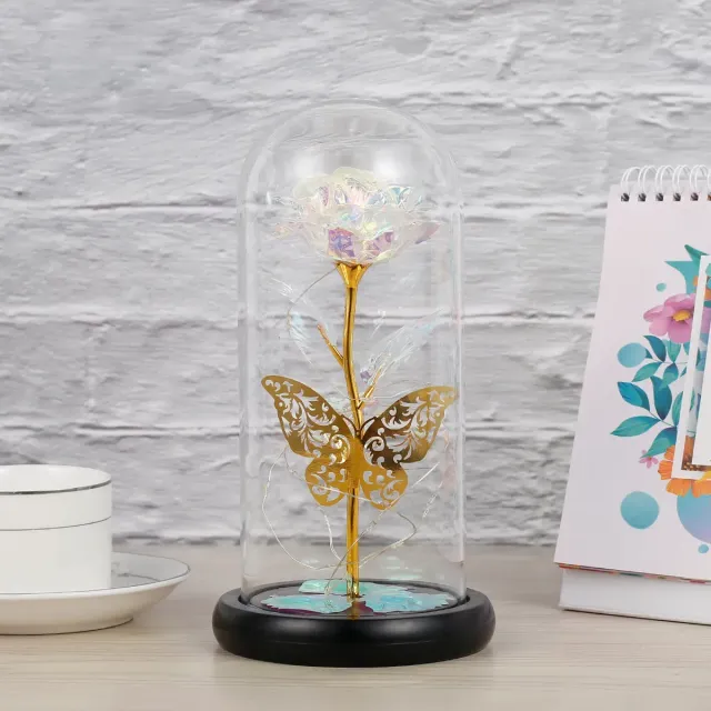 Artificial galaxy pink lamp with butterfly and colored LED lights