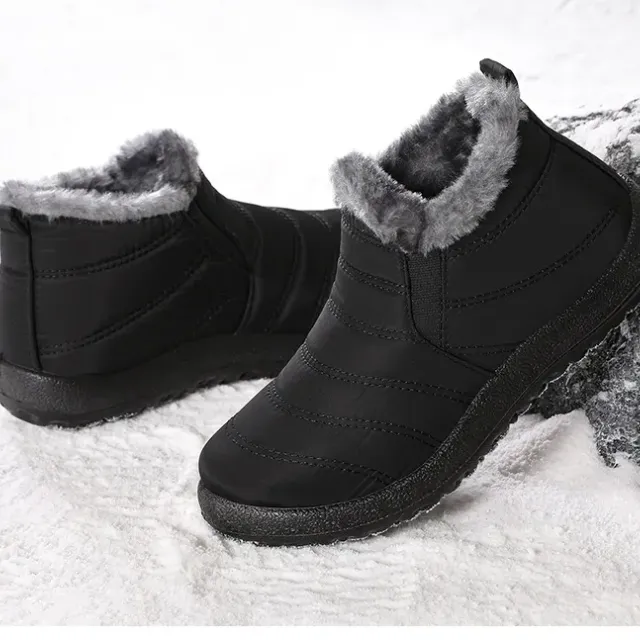 Women's winter boots - short waterproof snow boots with fur