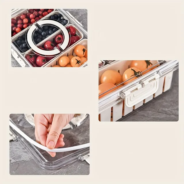 1pc Refrigerator Dumpster For Storage Food With 4 Drip compartments A lid, Without BPA 4 V 1 Kitchen Dumpster With More compartments Food Dumpster For Fruit, Vegetables, Fish &amp; Meat, Stožable Portable Storage Dumpster, Kitchen Needs