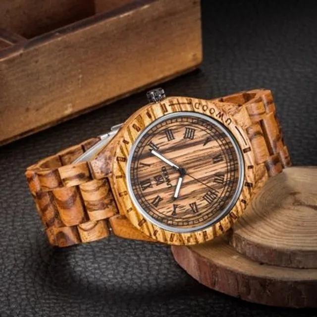 Stylowy drewniany zegarek męski