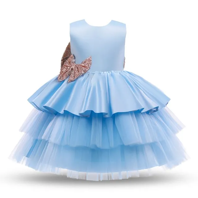 Girls formal fluffy dress with big bow