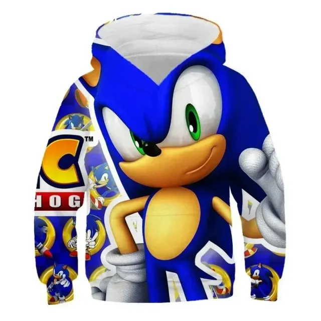 Hanorac unisex pentru copii cu glugă și imprimeu 3D cu Sonic