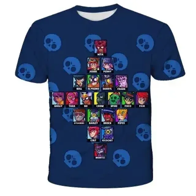 Koszulka unisex z kolorowymi nadrukami w motywy Brawl Stars