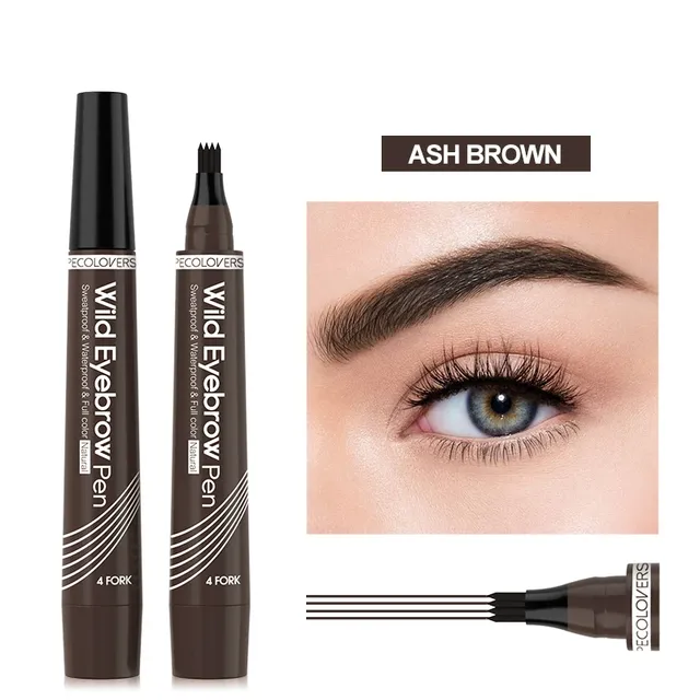 Practical waterproof eyebrow pencil with four spikes for realistic eyebrow appearance