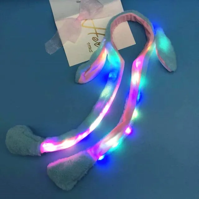 Luminous cute headband with moving rabbit ears