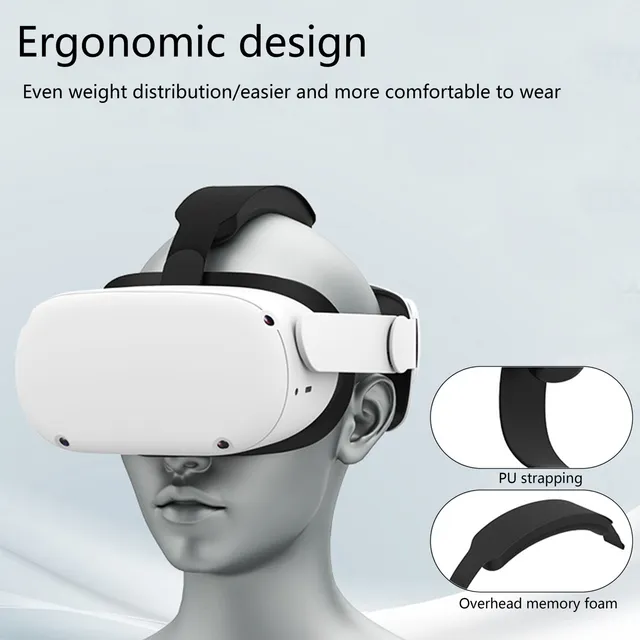 Elite Strap kompatibilis Oculus Quest 2, VR Game Headstrap állítható VR headset Tartozékok cseréje Kényelmes támogatás PU felület, fény
