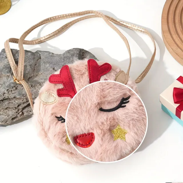 Teddy crossbody bag with reindeer motif for girls