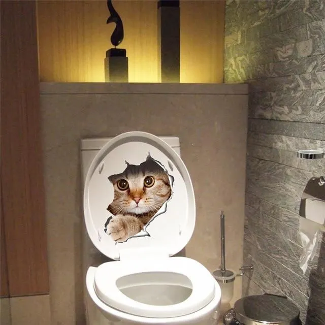 Sticker for toilet with cat m014109