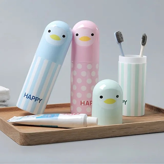 Penguin toothbrush and toothpaste case