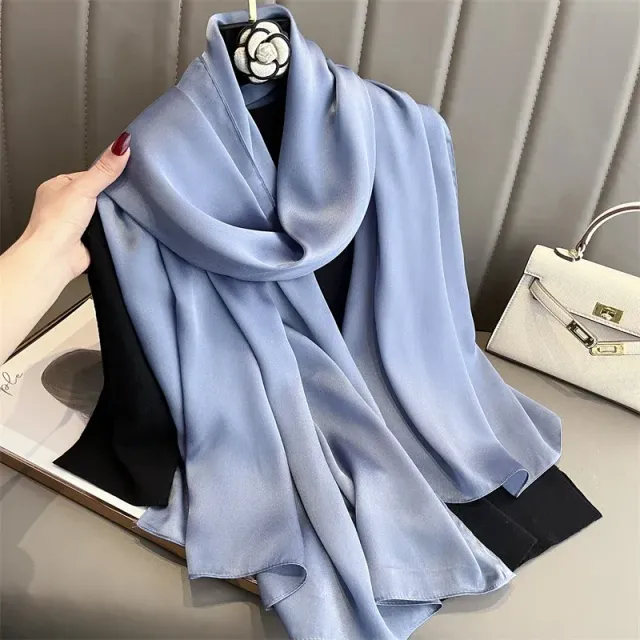 Fashionable satin scarf with a size of 90x180 cm for women