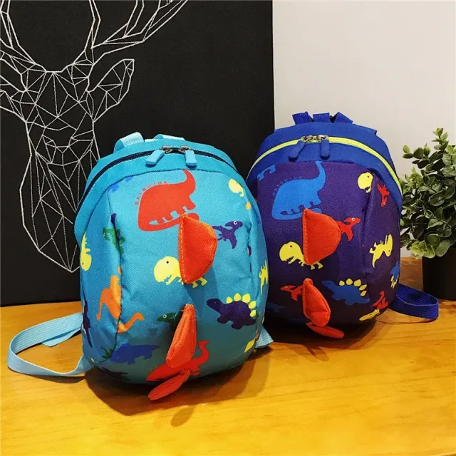 Children's backpack with the theme of cartoon characters and guide cord