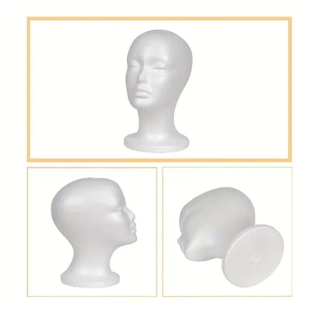Foam head for wigs - wig stand and holder for styling, modelling and presentation of hair