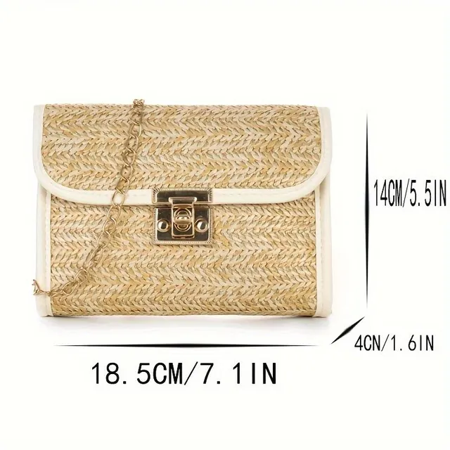 Trends bag over shoulder with fringes and woven pattern of grass - fashion supplement for shopping and date