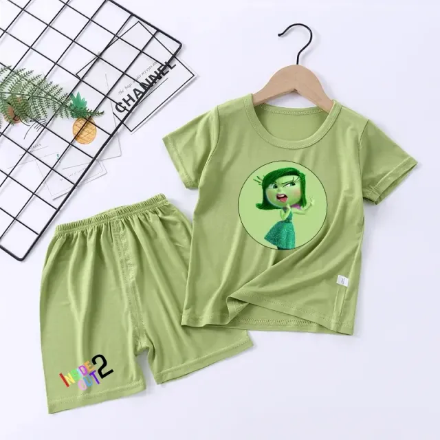 Stylisches Kinder-Pyjama-Set - Shorts und T-Shirt mit Motiven der beliebten Charaktere aus dem Film Alles steht Kopf 2 - Inside Out 2