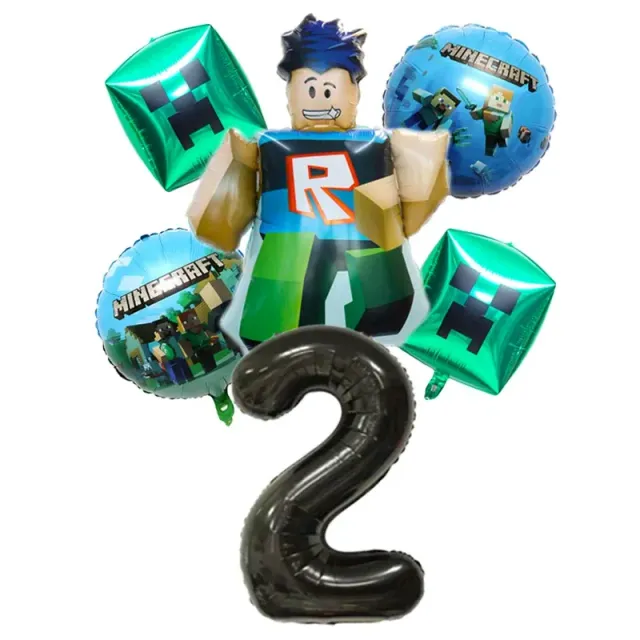 Stylish set of birthday balloons in the performance of popular characters from Minecraft