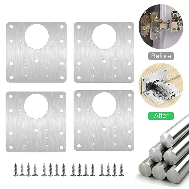 4Pcs kitchen cabinet hinge repair plate stainless steel furniture drawer hinge fixing plate table cabinet window door repair