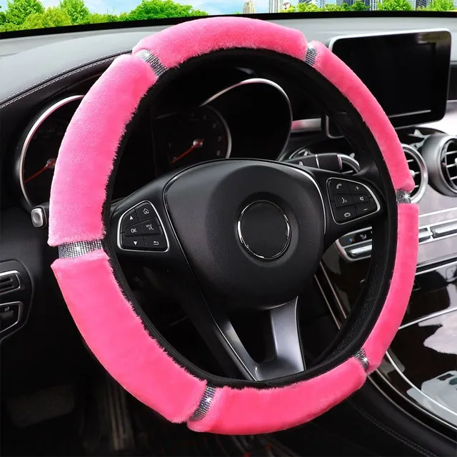 Steering wheel cover with glittering rhinestones