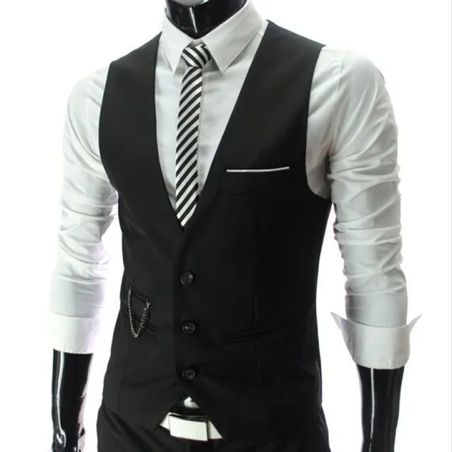 Men's stylish formal suit vest with button fastening - more variants