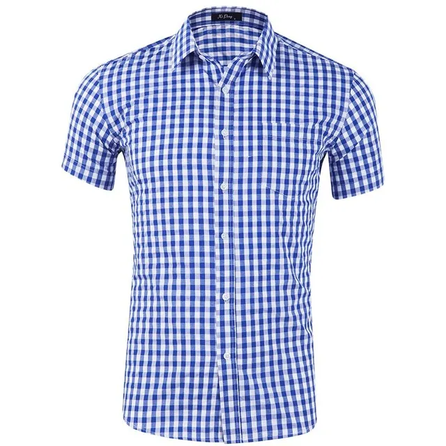 Men's two-color summer classic shirt with plaid design