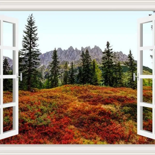 Wall Art 3D Sticker | Window, Landscape