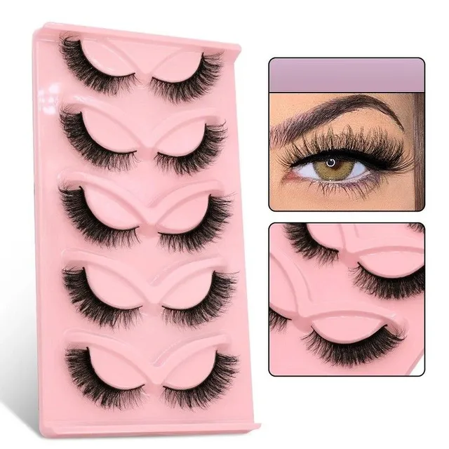 Set of 5 pairs of artificial algae Artificial long eyelashes with full strip Set for extension of algae Natural adhesive eyelashes