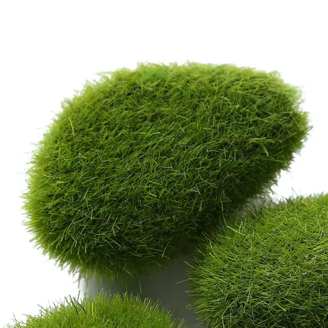 Designer stones with artificial moss - different sizes and shapes, 30 pieces