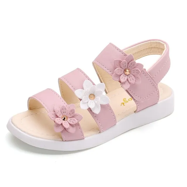 Girls' trendy sandals with floral decorating
