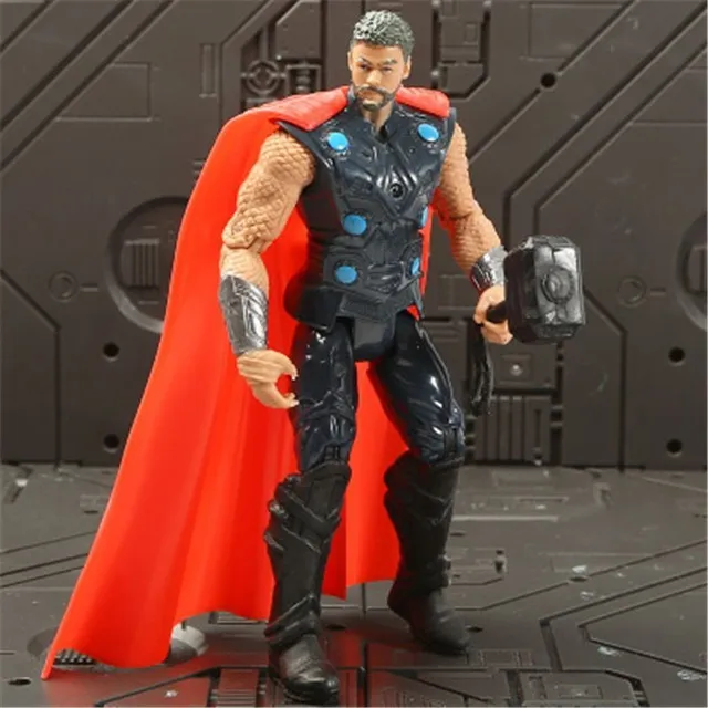 Action figures of popular superheroes thor
