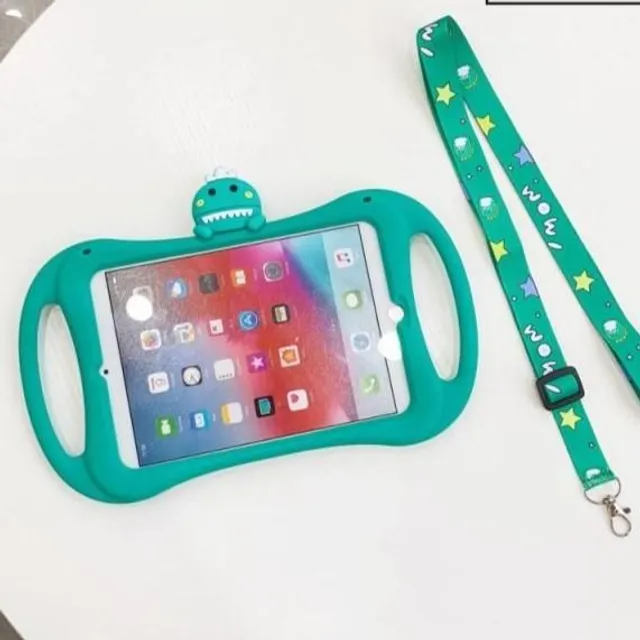 Husă pentru iPad din silicon moale pentru copii green-dinosaur-02 ipad-7th-8th-10-2