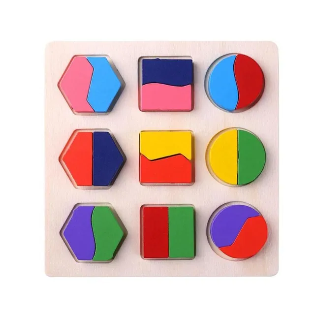 Wooden children Montessori puzzle - geometric shapes