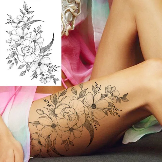 Tatuaj temporar sexy cu motive florale pentru femei