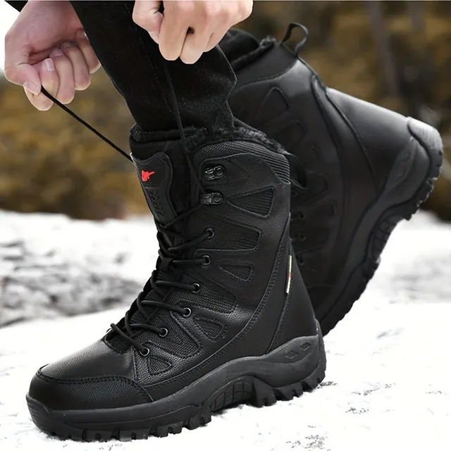 Men's winter snow boots in half calves - Warm, waterproof, slippery - Ideal for cold weather