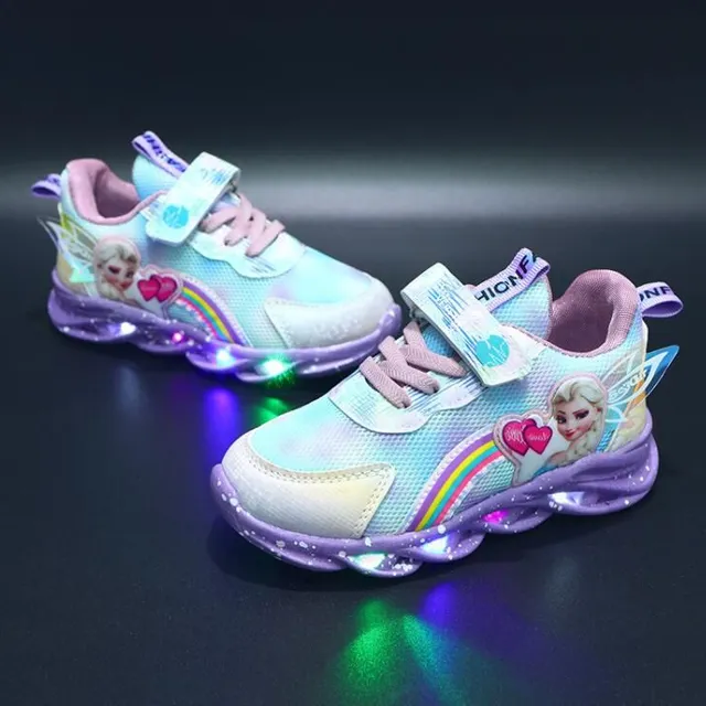Tavaszi / őszi világító tornacipő gyerekeknek Frozen motívummal