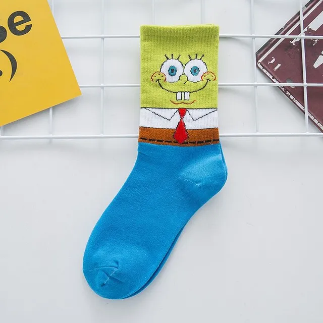 Unisex colorful socks with Spongebob printing and his friends