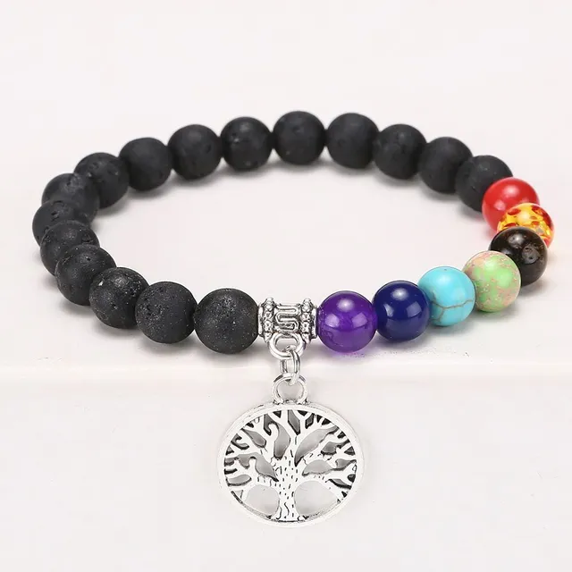 Bracciale regolabile dei sette chakra con pietra lavica