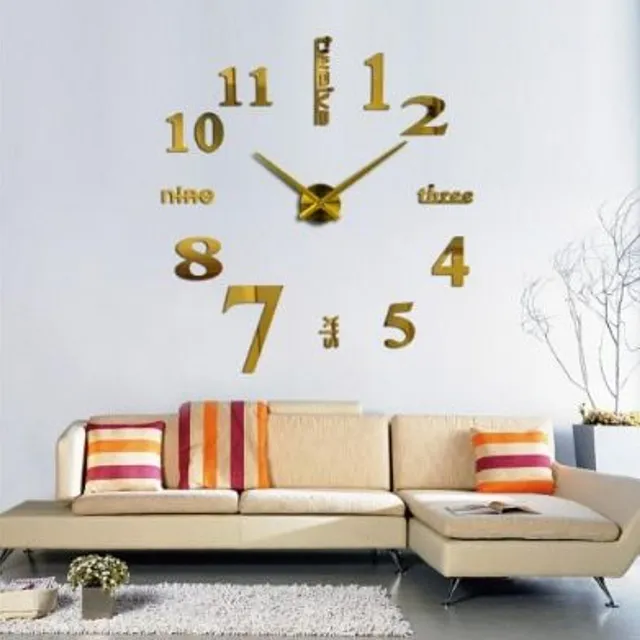 Štýlové 3D hodiny na stenu gold-4 40-60cm