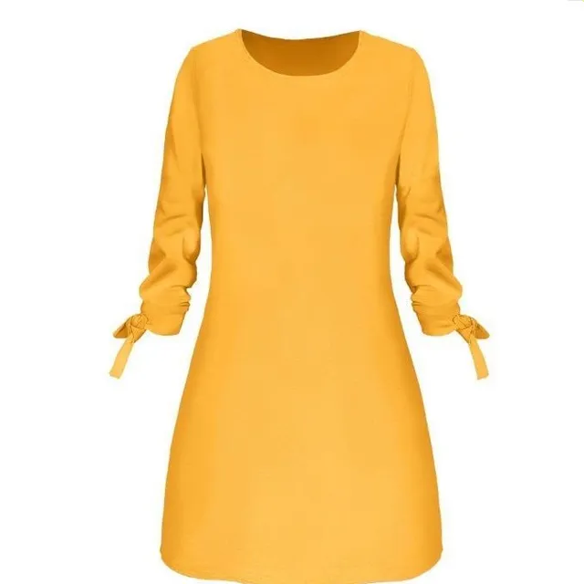 Dámske štýlové jednoduché šaty Rargissy s mašľou na rukáve yellow 4xl